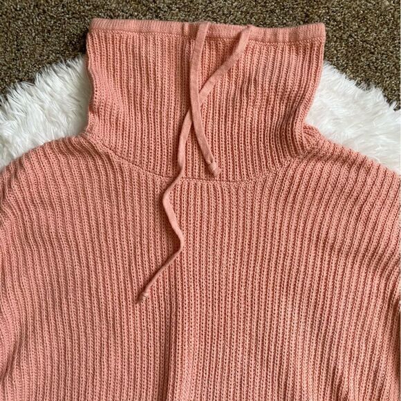 Wonderly Knit Tunic Sweater Side Slits Pink Oversized Slouchy Funnel Neck Small - Picture 6 of 9